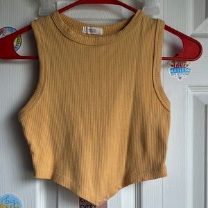 Ribbed Mustard Yellow Crop Top